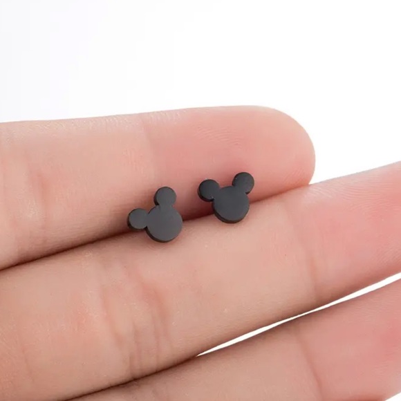 MICKEY BLACK Minimalist Stainless Steel Stud Earrings With Gift Bag - Picture 3 of 8